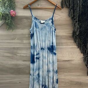 Beach Break Womens Blue Tie Dye Stretchy Sleeveless Casual Maxi Dress Size Small